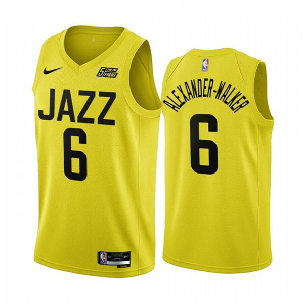 Men's Utah Jazz #6 Nickeil Alexander-Walker Yellow 2022/23 Association Edition Stitched Basketball Jersey